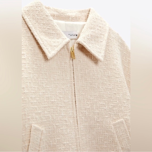 Zara Textured Weave Bomber Jacket NWT - Picture 17 of 17